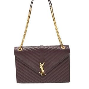 Saint Laurent Large Monogram Matelasse Envelope Bag.